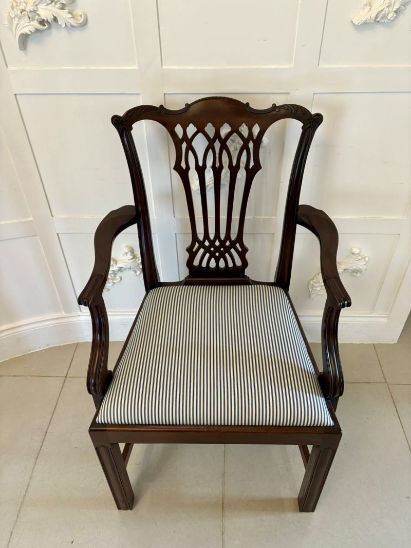 Outstanding Quality Set of 8 Antique Victorian Carved Mahogany Dining Chairs - Image 7